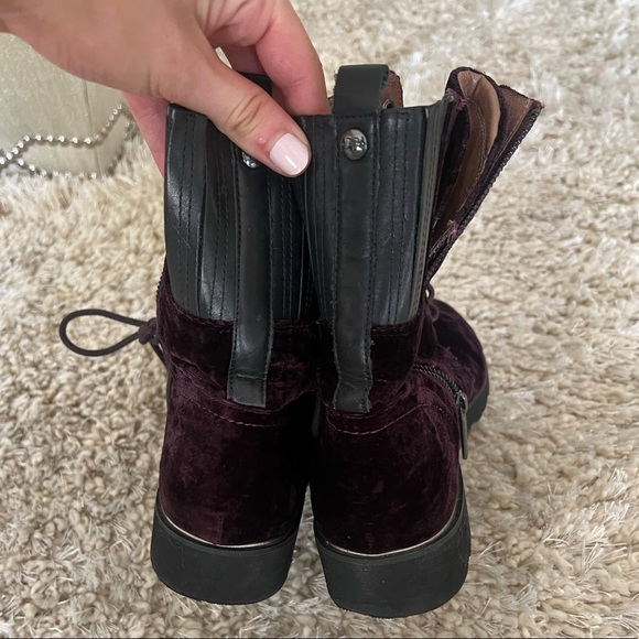Donald J Pliner Dark Red/Maroon Velvet Combat Boot Size 9 - Picture 3 of 5